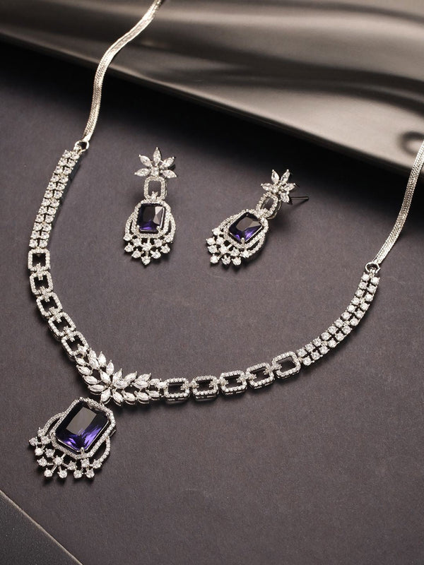 AD Zirconia Studded Floral Jewellery Set
