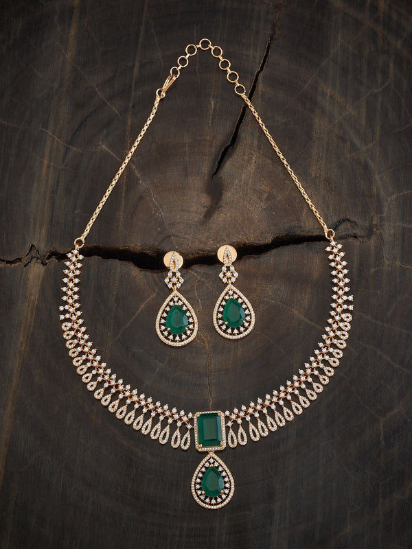 Gold-Plated Cubic Zirconia Stone Studded jewellery Set